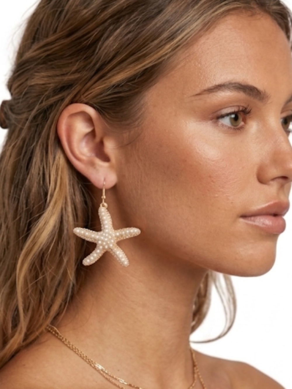 Starfish Dangle Earrings 2.5” Coastal Nautical Jewelry NWT
C4
